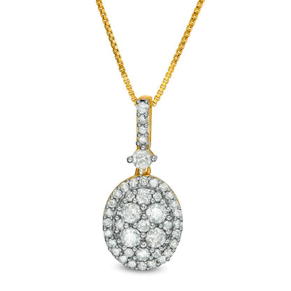 0.75 CT. T.W. Oval Composite Natural Diamond Frame Pendant in 10K Yellow Gold