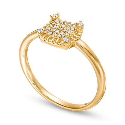 0.13 CT. T.W. Composite Natural Diamond Pleated Square Frame Ring in Solid 10K Yellow Gold