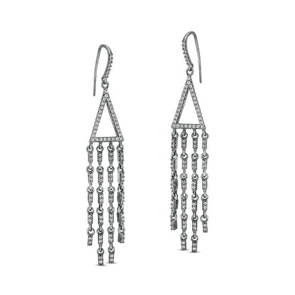 0.63 CT. T.W. Diamond Triangle Chandelier Drop Earrings in 10K White Gold