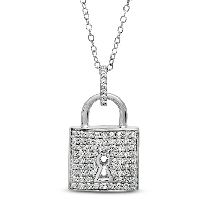 0.75 CT. T.W. Natural Diamond Lock Pendant in 10K White Gold