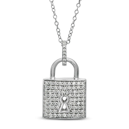 0.75 CT. T.W. Natural Diamond Lock Pendant in 10K White Gold