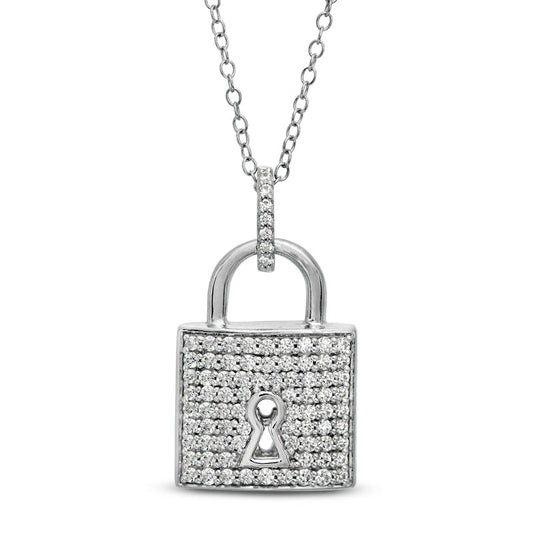 0.75 CT. T.W. Natural Diamond Lock Pendant in 10K White Gold