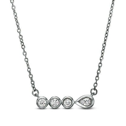 0.17 CT. T.W. Pear-Shaped Natural Diamond Bezel-Set Necklace in 10K White Gold