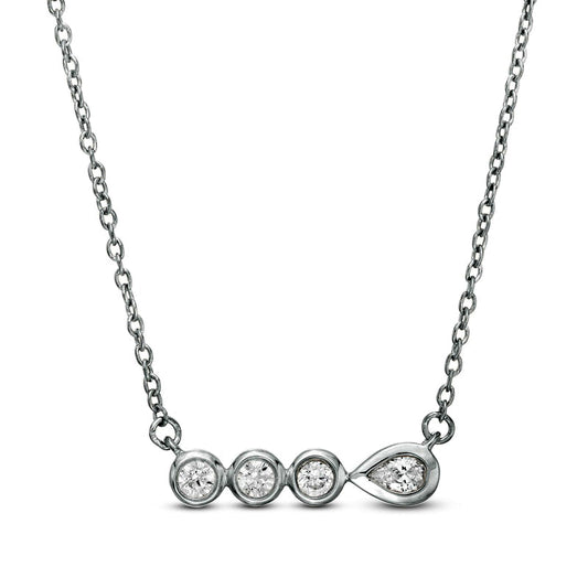 0.17 CT. T.W. Pear-Shaped Natural Diamond Bezel-Set Necklace in 10K White Gold