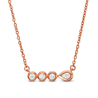 0.17 CT. T.W. Pear-Shaped Natural Diamond Bezel-Set Necklace in 10K Rose Gold