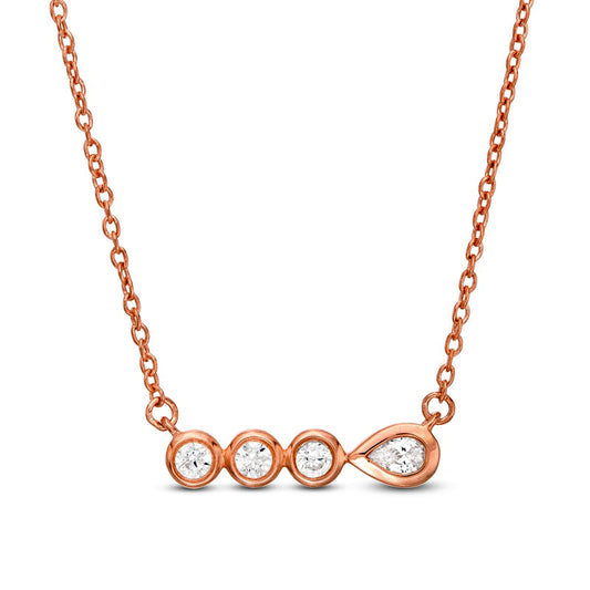 0.17 CT. T.W. Pear-Shaped Natural Diamond Bezel-Set Necklace in 10K Rose Gold
