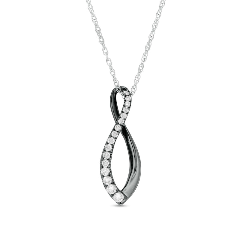 0.33 CT. T.W. Journey Natural Diamond Infinity Pendant in 10K White Gold and Black Rhodium