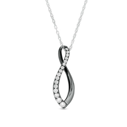 0.33 CT. T.W. Journey Natural Diamond Infinity Pendant in 10K White Gold and Black Rhodium