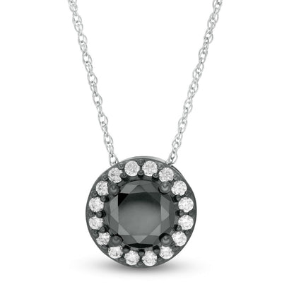2.75 CT. T.W. Enhanced Black and White Natural Diamond Frame Pendant in 10K White Gold with Black Rhodium
