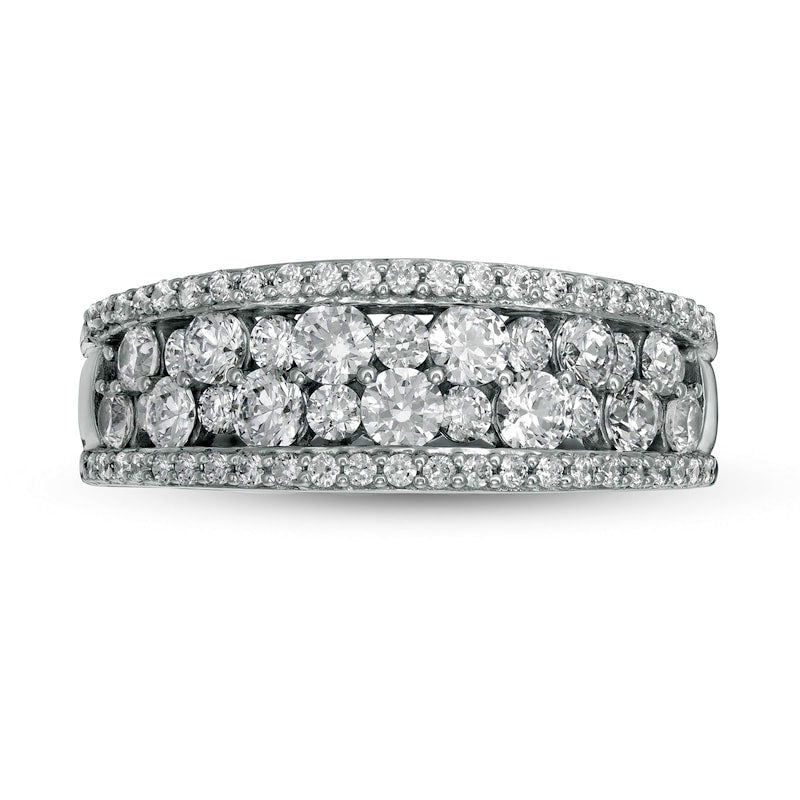 1.5 CT. T.W. Natural Diamond Multi-Row Band in Solid 14K White Gold