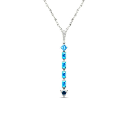 Multi-Shaped Blue Topaz and Natural Diamond Accent Abstract Arrow Pendant in 10K White Gold