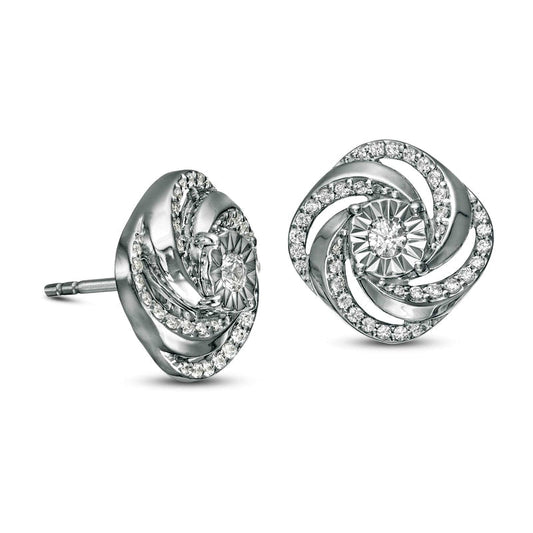 0.38 CT. T.W. Diamond Swirl Stud Earrings in 14K White Gold