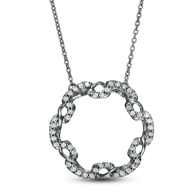 0.25 CT. T.W. Natural Diamond Open Circle Twist Pendant in 10K White Gold