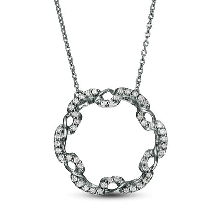0.25 CT. T.W. Natural Diamond Open Circle Twist Pendant in 10K White Gold