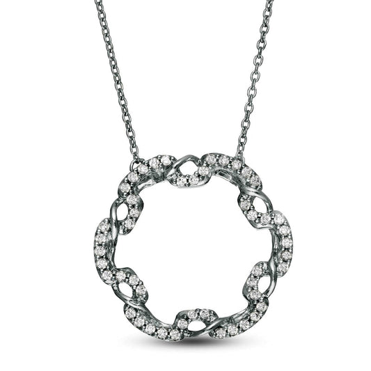 0.25 CT. T.W. Natural Diamond Open Circle Twist Pendant in 10K White Gold