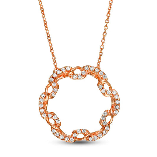 0.25 CT. T.W. Natural Diamond Open Circle Twist Pendant in 10K Rose Gold
