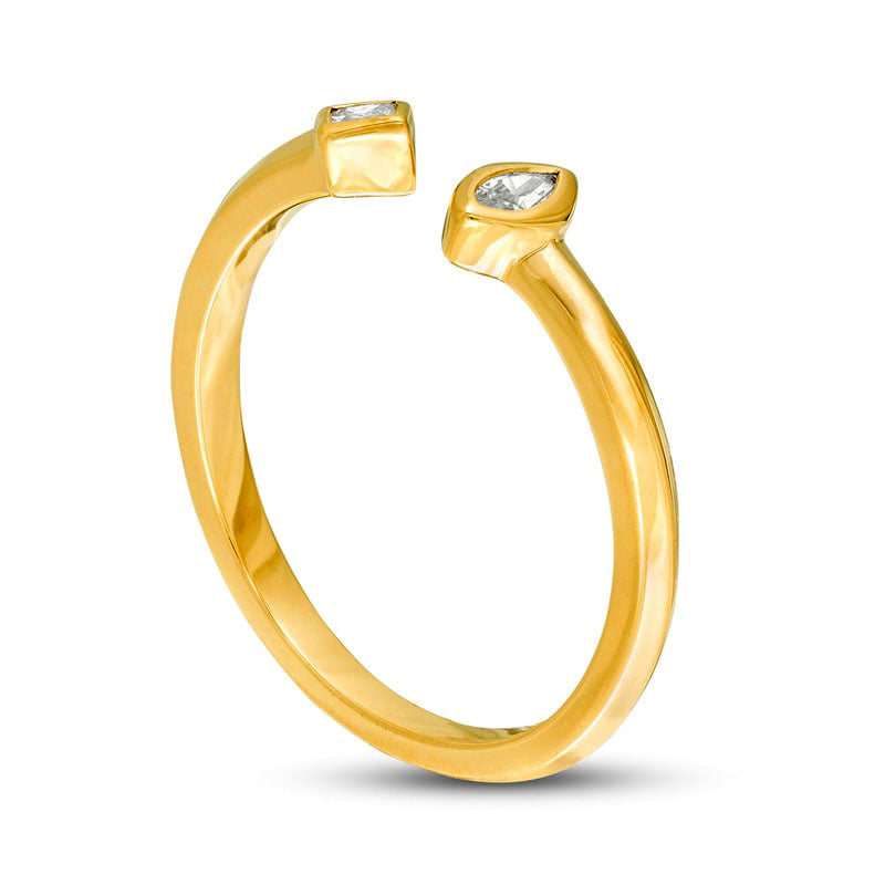0.10 CT. T.W. Marquise and Princess-Cut Natural Diamond Open Shank Ring in Solid 10K Yellow Gold