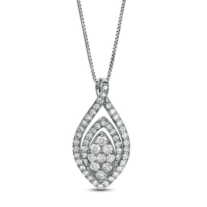0.5 CT. T.W. Composite Natural Diamond Double Marquise Outline Pendant in 10K White Gold