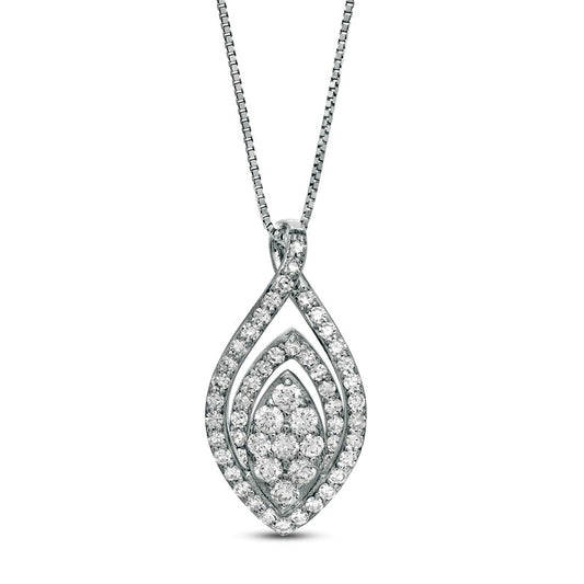 0.5 CT. T.W. Composite Natural Diamond Double Marquise Outline Pendant in 10K White Gold