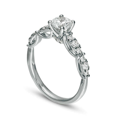 1.0 CT. T.W. Natural Diamond Scalloped Shank Engagement Ring in Solid 14K White Gold