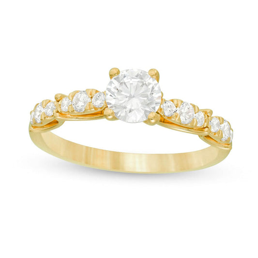 1.0 CT. T.W. Natural Diamond Scalloped Shank Engagement Ring in Solid 14K Gold