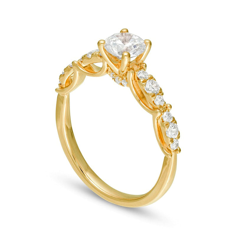 1.0 CT. T.W. Natural Diamond Scalloped Shank Engagement Ring in Solid 14K Gold