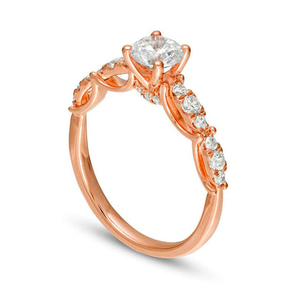 1.0 CT. T.W. Natural Diamond Scalloped Shank Engagement Ring in Solid 14K Rose Gold