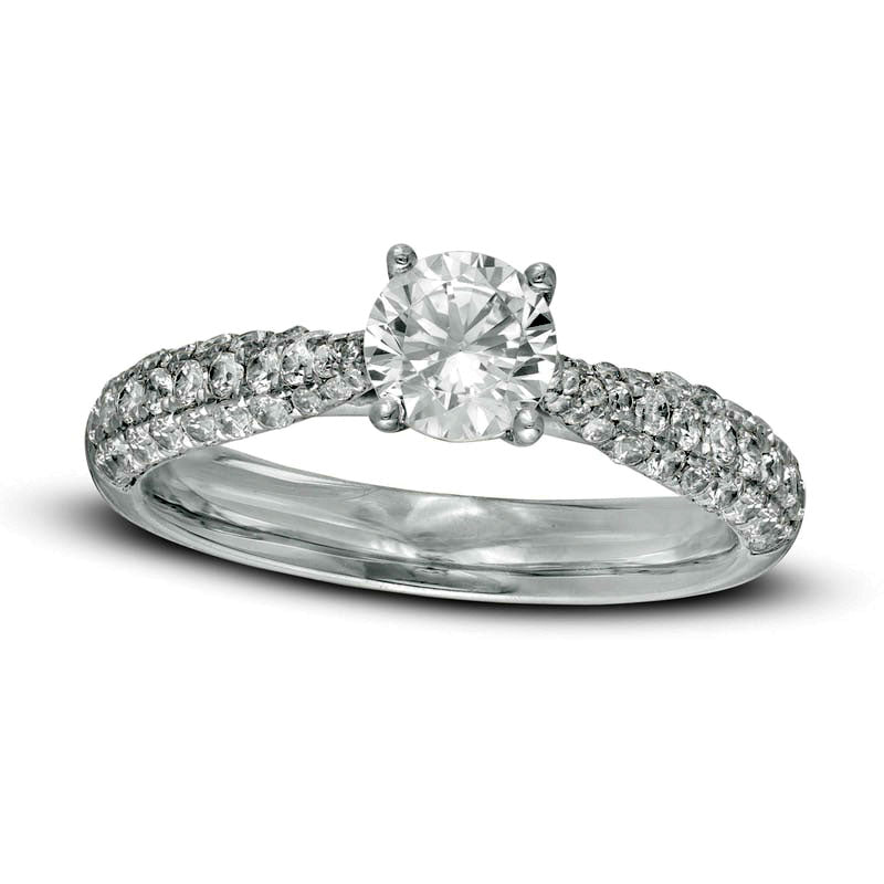 1.33 CT. T.W. Natural Diamond Tapered Shank Engagement Ring in Solid 14K White Gold