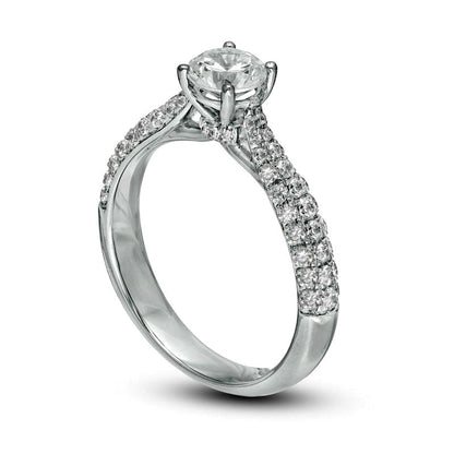 1.33 CT. T.W. Natural Diamond Tapered Shank Engagement Ring in Solid 14K White Gold