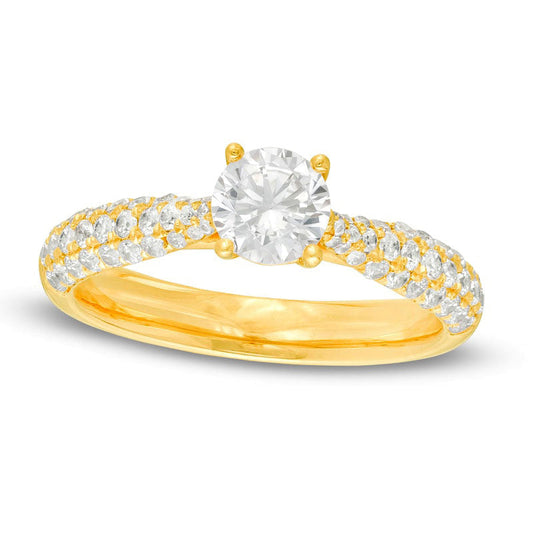 1.33 CT. T.W. Natural Diamond Tapered Shank Engagement Ring in Solid 14K Gold