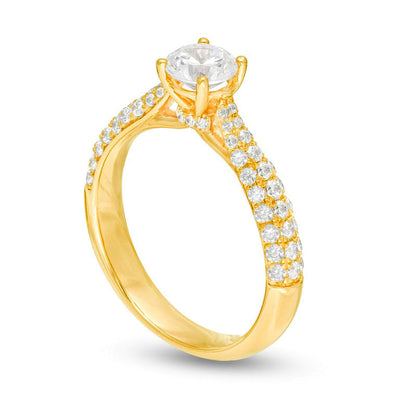 1.33 CT. T.W. Natural Diamond Tapered Shank Engagement Ring in Solid 14K Gold