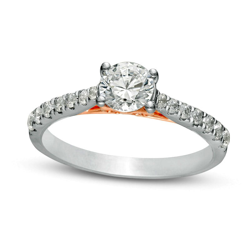 1.0 CT. T.W. Natural Diamond Engagement Ring in Solid 14K Two-Tone Gold