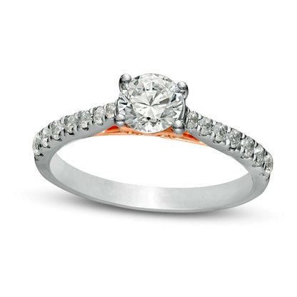 1.0 CT. T.W. Natural Diamond Engagement Ring in Solid 14K Two-Tone Gold