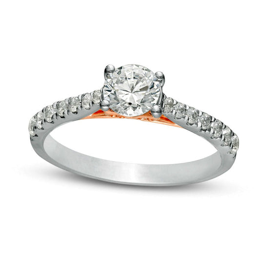 1.0 CT. T.W. Natural Diamond Engagement Ring in Solid 14K Two-Tone Gold