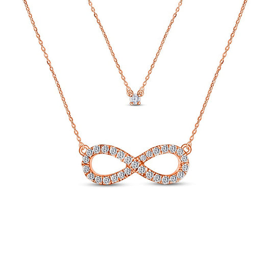 0.25 CT. T.W. Natural Diamond Infinity Double Strand Layered Necklace in 10K Rose Gold