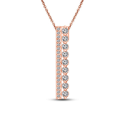 0.25 CT. T.W. Natural Diamond Vertical Bar Pendant in 10K Rose Gold