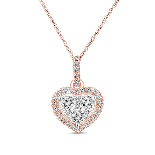 0.25 CT. T.W. Composite Natural Diamond Heart-Shaped Frame Pendant in 10K Rose Gold