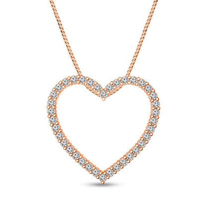 0.5 CT. T.W. Natural Diamond Heart Outline Pendant in 10K Rose Gold