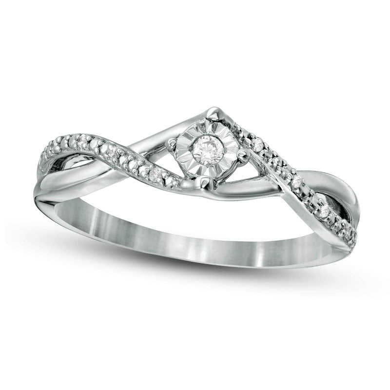 0.05 CT. T.W. Natural Diamond Twist Shank Promise Ring in Sterling Silver