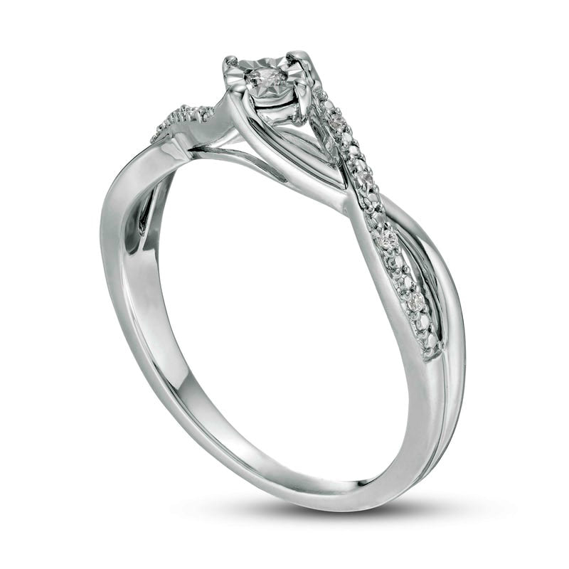 0.05 CT. T.W. Natural Diamond Twist Shank Promise Ring in Sterling Silver