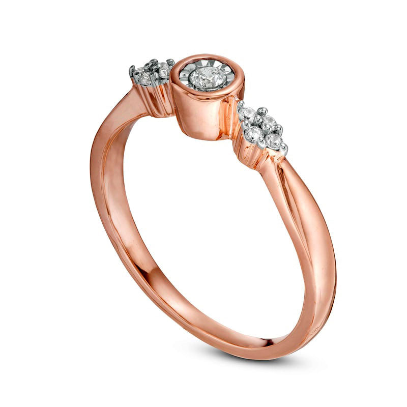0.13 CT. T.W. Natural Diamond Quad-Sides Promise Ring in Solid 10K Rose Gold