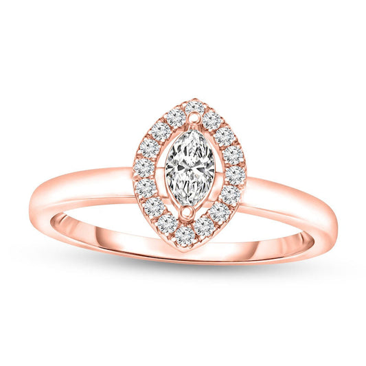 0.13 CT. T.W. Marquise Natural Diamond Frame Promise Ring in Solid 10K Rose Gold