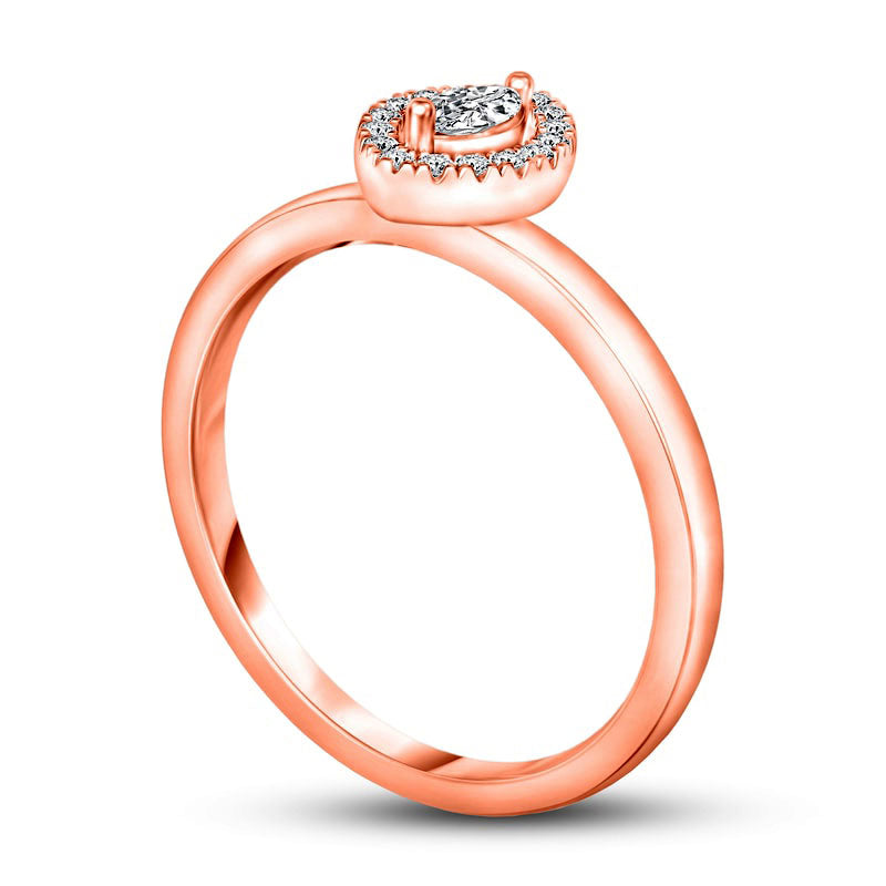 0.13 CT. T.W. Marquise Natural Diamond Frame Promise Ring in Solid 10K Rose Gold