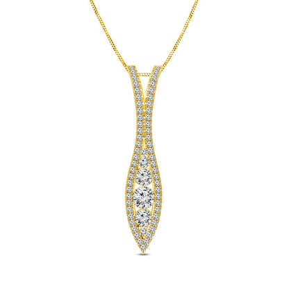 0.63 CT. T.W. Natural Diamond Elongated Marquise Pendant in 10K Yellow Gold