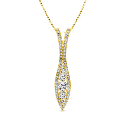 0.63 CT. T.W. Natural Diamond Elongated Marquise Pendant in 10K Yellow Gold