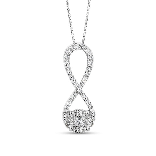 0.33 CT. T.W. Composite Natural Diamond Frame Infinity Pendant in 10K White Gold