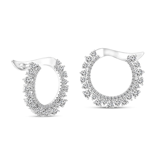 1.25 CT. T.W. Diamond Hoop Earrings in 10K White Gold