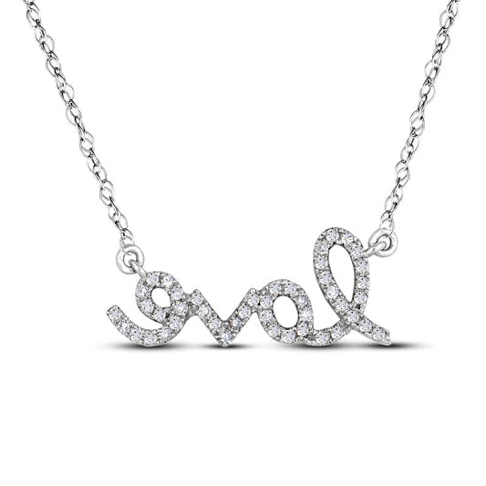 0.13 CT. T.W. Natural Diamond love" Necklace in Sterling Silver"