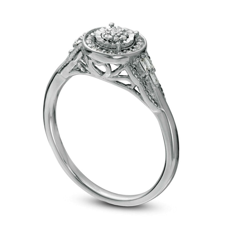 0.17 CT. T.W. Composite Natural Diamond Frame Antique Vintage-Style Promise Ring in Solid 10K White Gold