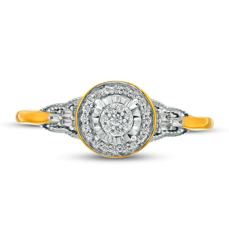 0.17 CT. T.W. Composite Natural Diamond Frame Antique Vintage-Style Promise Ring in Solid 10K Yellow Gold